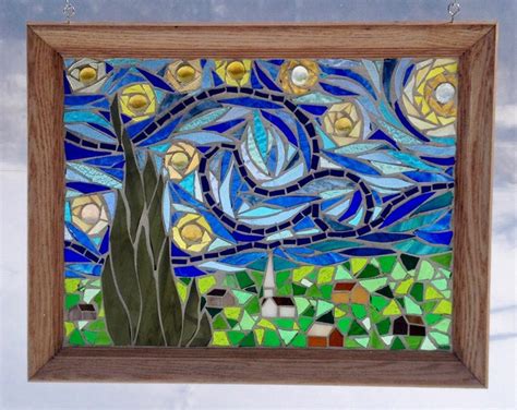 Van Gogh Starry Night Stained Glass Mosaic Panel For Window Famous