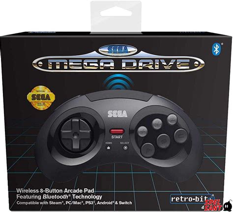 Retro Bit Sega Mega Drive 8 Button Wireless Bluetooth Controller Black