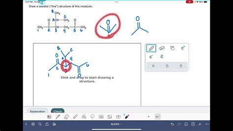 Aleks Drawing A Skeletal Structure From A Condensed Structure Youtube