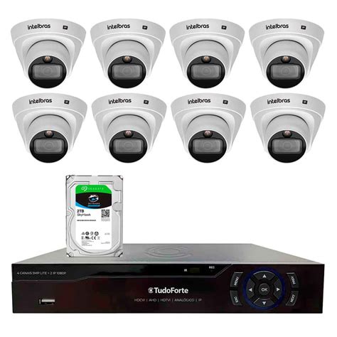 Kit 8 Câmeras Dome VIP 1220 D Full Color G4 Intelbras Full HD PoE IP67