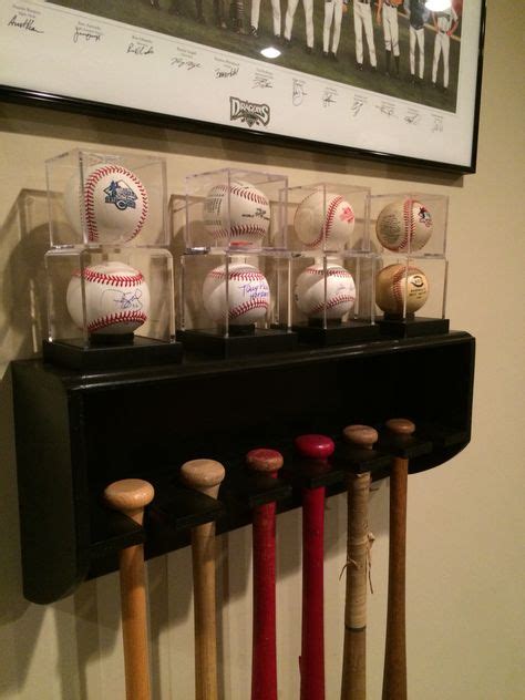 Homemade Bat Rack With Baseball Display Shelf