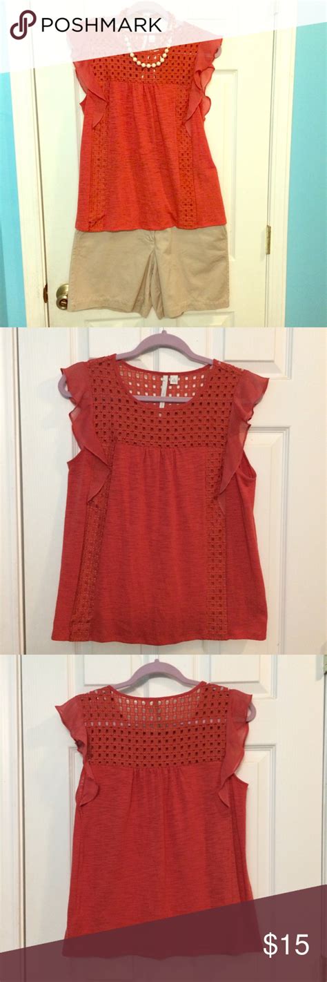 Lc Lauren Conrad Coral Ruffled Blouse Comfy And Stylish