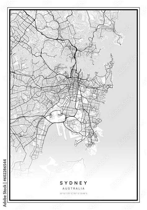 Sydney Map Minimalist Map Sydney Print Sydney Poster Sydney Art