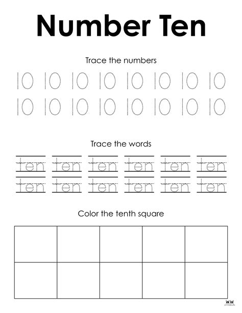 Number 10 Tracing Worksheets 15 Free Pages Printabulls