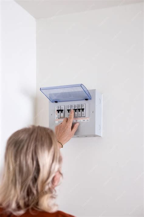 Premium Photo A Man Turns On A Switch On An Electrical Panel In A
