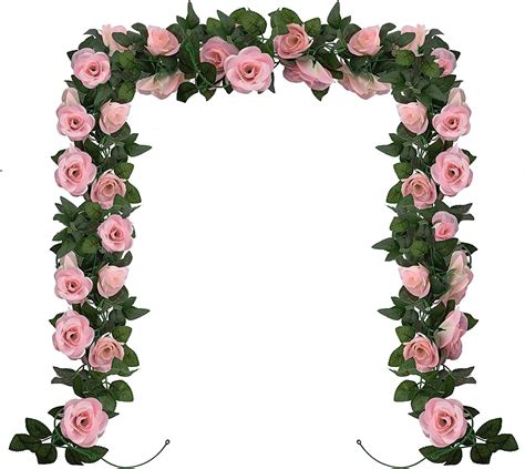 KEPTFIT Rose Artificial Flowers Garland 2 Pack Artificial Rose Vine