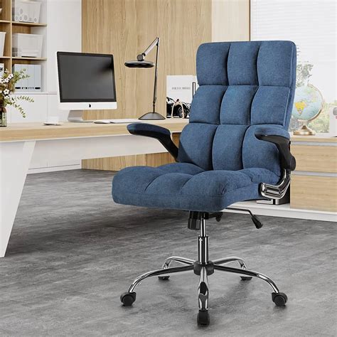 Linen Office Chair High Back Comfort Computer Chair Adjustable Recline