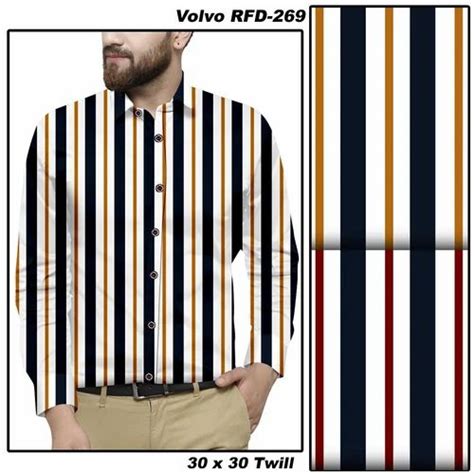 Cotton Twill X Shirting Fabric Volvo Rfd Check Stripes