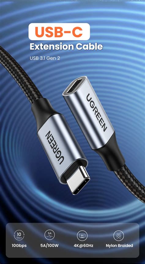 Ugreen USB C удлинитель типа C удлинитель USB-C Thunderbolt 3 для ...