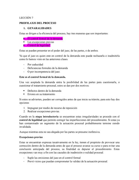 Lección 7 Lecciones De Derecho Procesal Tomo Ii Procedimiento Civil