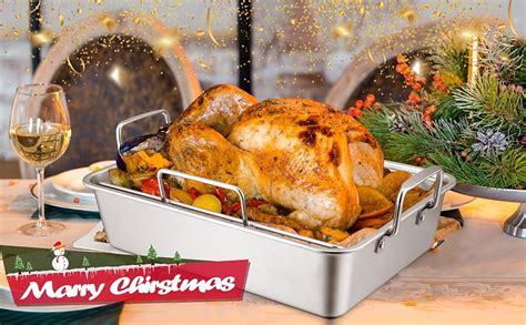 Amazon.com: Roasting Pan with Rack for Large Turkey, Joyfair 15.3 Inch ...