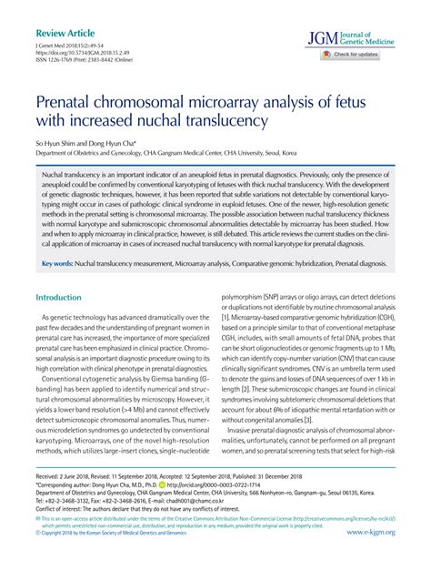 PDF Prenatal Chromosomal Microarray Analysis Of Fetus With Increased