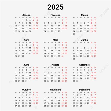 Portuguese Simple Calendar Vector Portuguese Simple Calendar