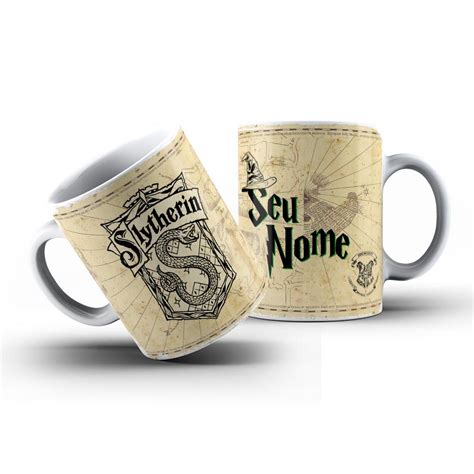 Caneca Personalizada Harry Potter Bruxo Casa Sonserina Seu Nome