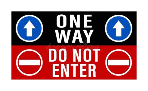 One Way Do Not Enter Black And Red Information Sign With Road Signs