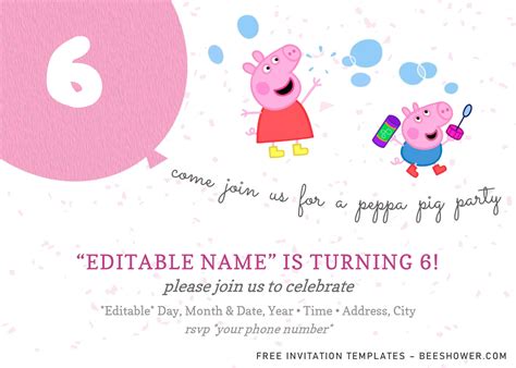 Peppa Pig Baby Shower Invitation Templates - Editable With Microsoft Word | Peppa pig ...