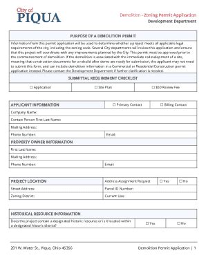 Fillable Online Demolition Zoning Permit Application Fax Email Print