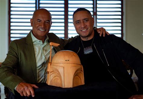 Actor Temuera Morrison Gifted a Maori Carving of Boba Fett Helmet ...