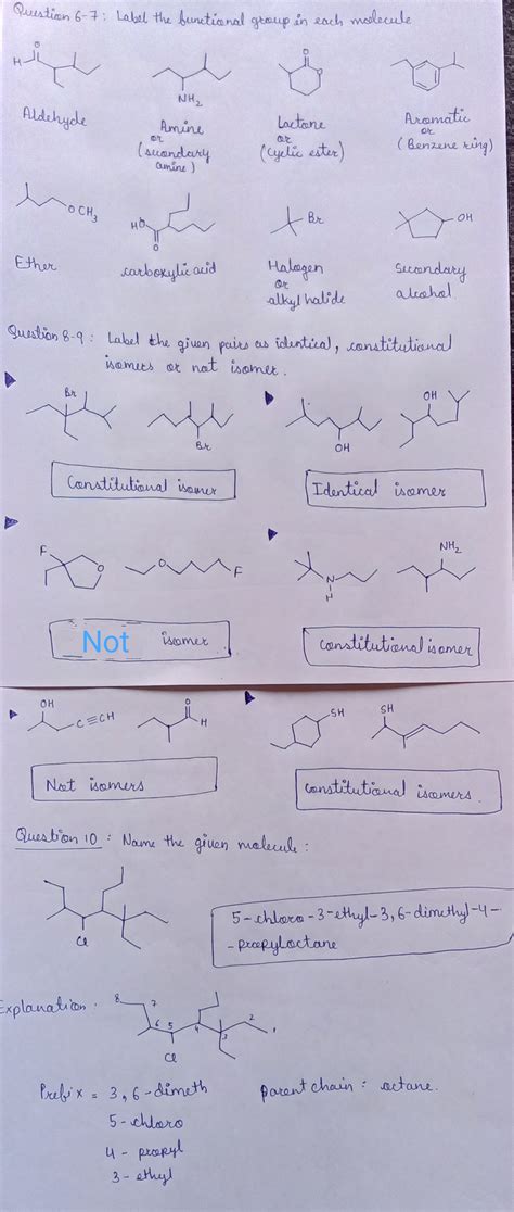 Solved Chem Recitation Question Label The Functional