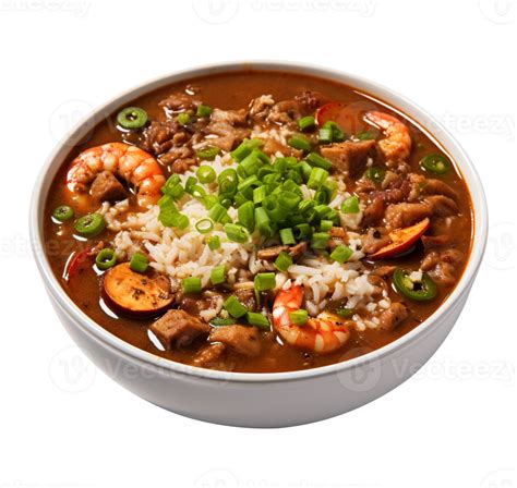 Delicious Gumbo With Prawns Sausage And Rice Created With Generative