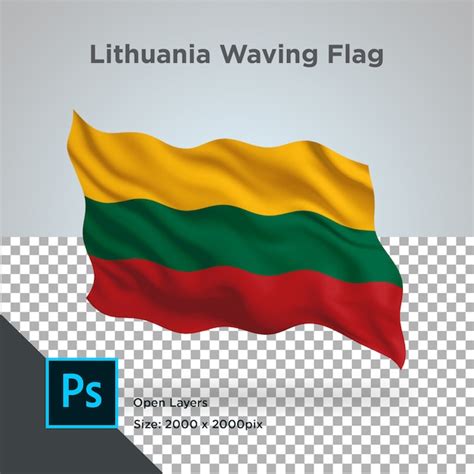 Bandera De Lituania Ola Psd Transparente Archivo PSD Premium