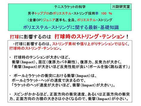 テニスラケットの科学659プロのポリエステル・ストリング採用率100％全豪opジュニア選手も、全員、ポリエステル・ストリング＊3