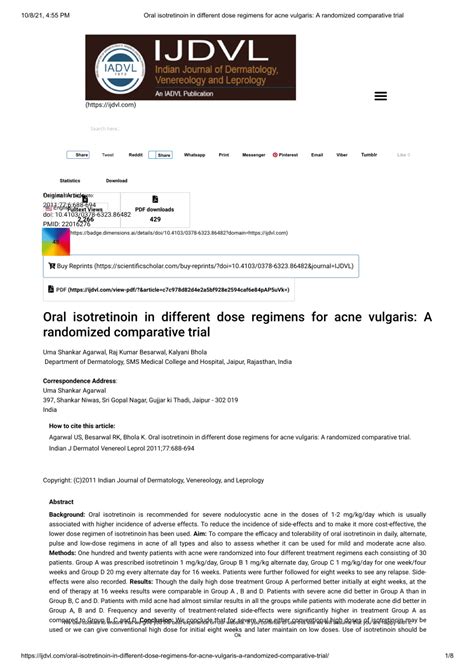 Pdf Oral Isotretinoin In Different Dose Regimens For Acne Vulgaris A Randomized Comparative Trial