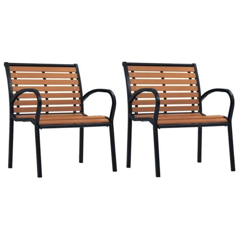 Zerodis Chaises De Jardin 2 Pcs Acier Et WPC Noir Et Marron LE647