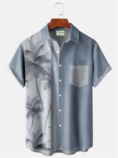 Mens Coconut Tree Casual Breathable Short Sleeve Hawaiian Shirt Joymitty