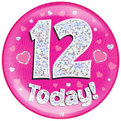 Pink Age 12 Jumbo Badge 12th Birthday Badge Newbury