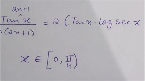 Infinite Series Of Odd Powers Of Tanx Proof By An Ordinary Integral