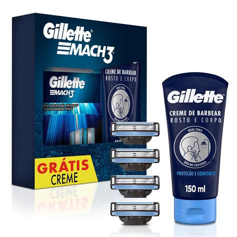 Kit Gillette 4 Cargas De Aparelho Para Barbear Gillette Mach3 Grátis