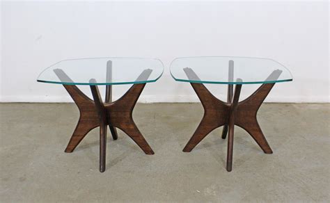 Pair Of Mid Century Modern Adrian Pearsall Jacks Glass Top End Tables For Sale At 1stdibs