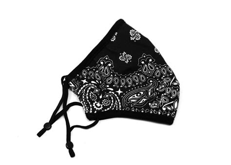 Adult Face Mask Black Bandana Etsy