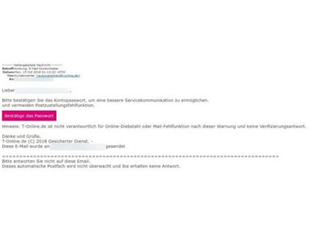 T Online Phishing Vorsicht Vor Der Mail Achtung E Mail Kontoinhaber