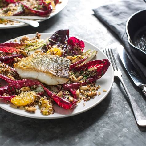 Pan-fried pollock and lentils with leeks, spinach and burn... / Riverford