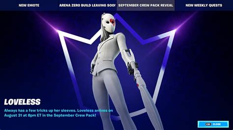 New September Crew Pack Loveless Fortnite Chapter 3 Season 3 When Will It Release Date August