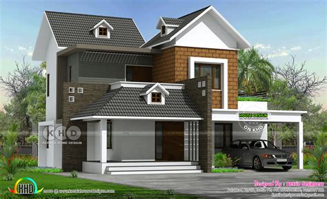 Sloping Roof Style Modern Home 250 Sq Yd Kerala Home Design And Floor Plans 9k Dream Houses