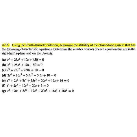 Solved Using The Routh Hurwitz Criterion Determine Chegg