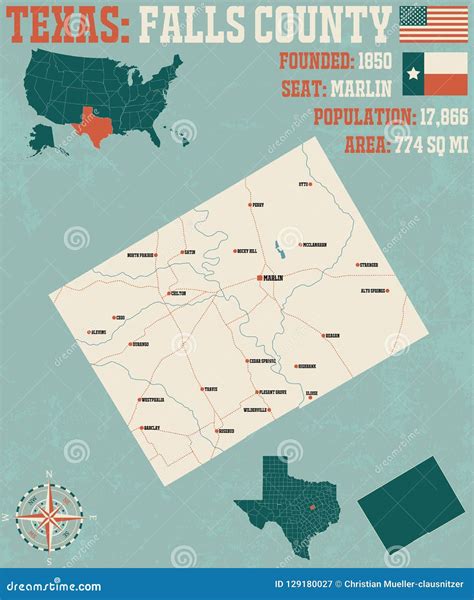 Map Of Falls County In Texas Stock Vector Illustration Of Highway Freeway 129180027