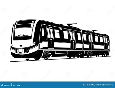 Silhouette Of A Modern Passenger Train Vector Illustration