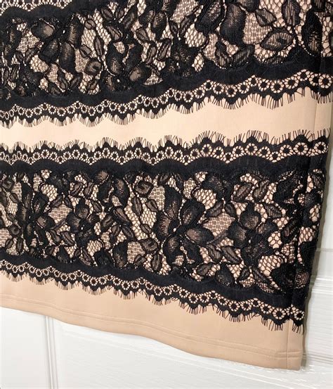 TADASHI SHOJI Black Nude Romantic Lace Scuba Stret Gem