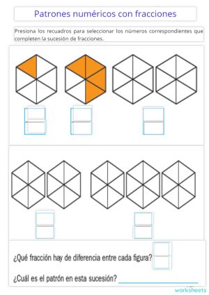 Patrones numéricos con fracciones Ficha interactiva TopWorksheets