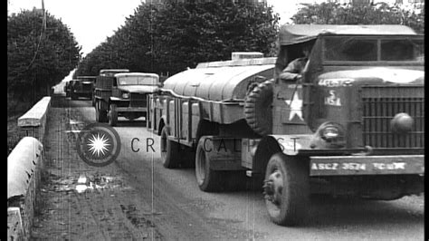 Us Army Red Ball Convoy Passes Through Village Of Courville Sur