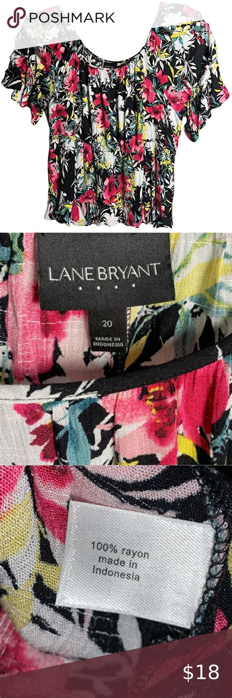 Lane Bryant Floral Blouse W Elastic Waist And Puffy Flutter Short