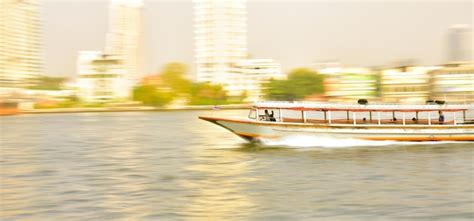 Premium Photo Blurred Motion Of Boat In City