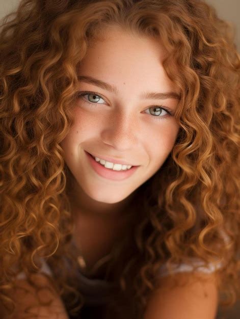 Premium Photo A Girl With Curly Red Hair And A White Shirt