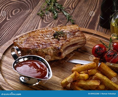 Roasted Pork Steak On Ribs Stock Photo Image Of Lunch Cutting