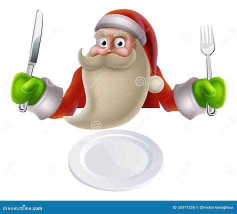 Santa Eating Christmas Dinner Food Stock Vector Illustration Of Lunch