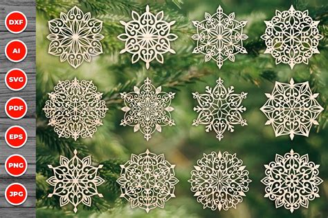 Snowflakes Laser Cut Snowflakes Svg Graphic By Laijuakter · Creative Fabrica